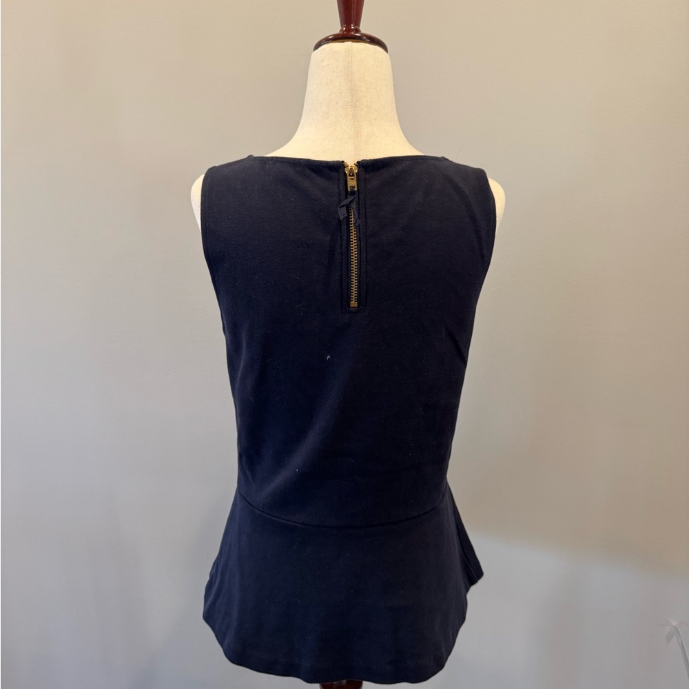J. Crew Navy Sleeveless Peplum Top - Picture 2 of 3